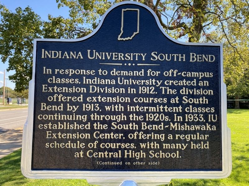 Indiana University South Bend Marker, Side One image. Click for full size.
