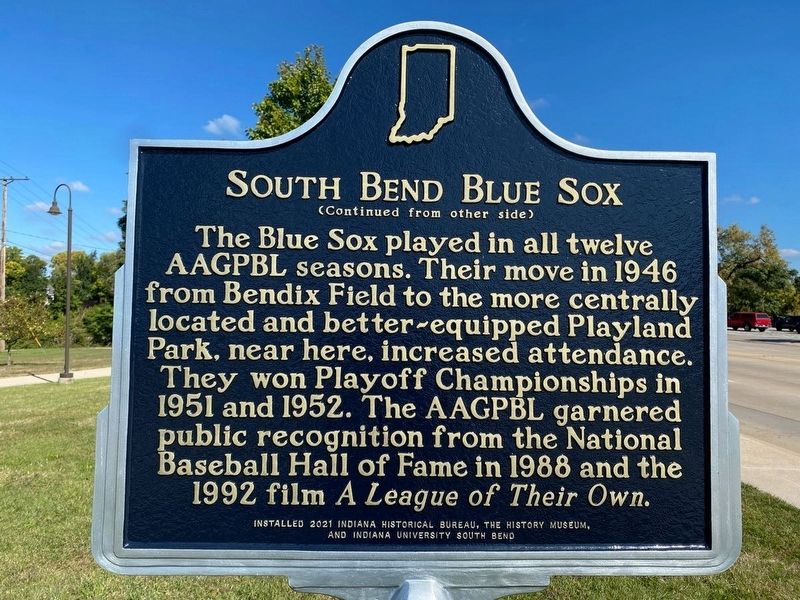 South Bend Blue Sox Marker, Side Two. Click for full size. South Bend Blue Sox Marker, Side Two image. Click for full size.