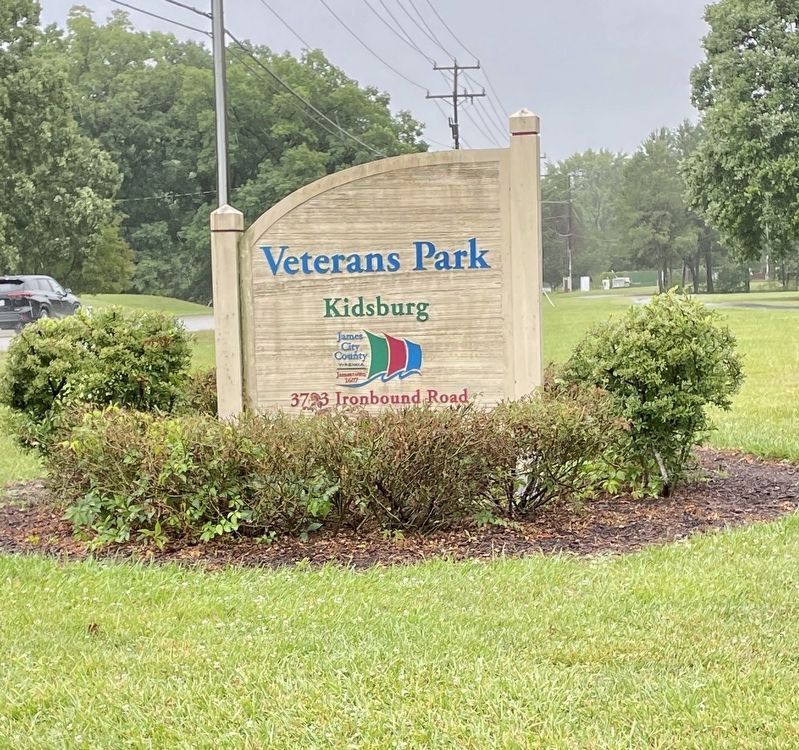 Veterans Park entrance sign image. Click for full size.