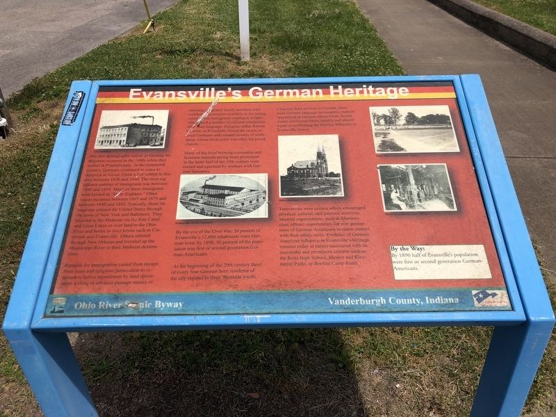 Evansville's German Heritage Marker image. Click for full size.