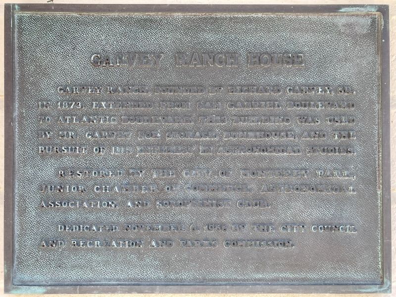 Garvey Ranch House Marker image. Click for full size.