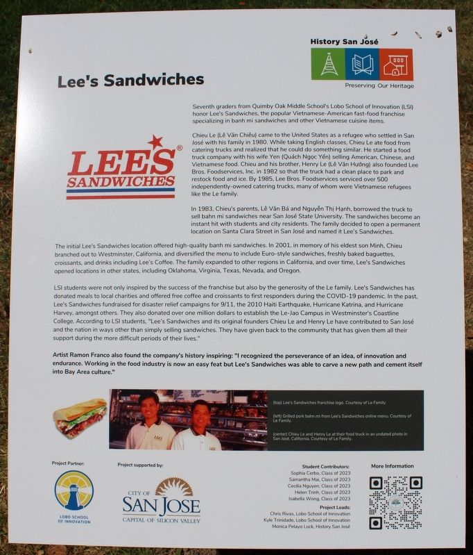Lee's Sandwiches Marker image. Click for full size.