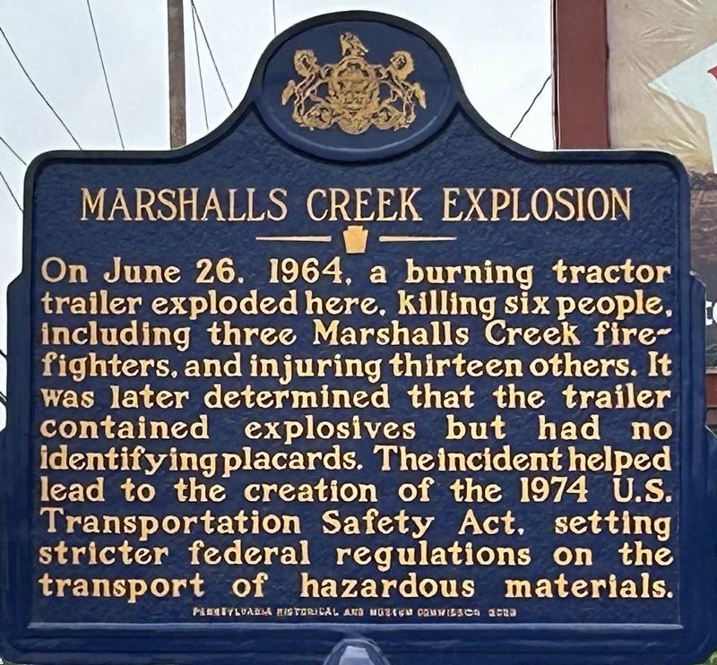 Marshalls Creek Explosion Marker image. Click for full size.