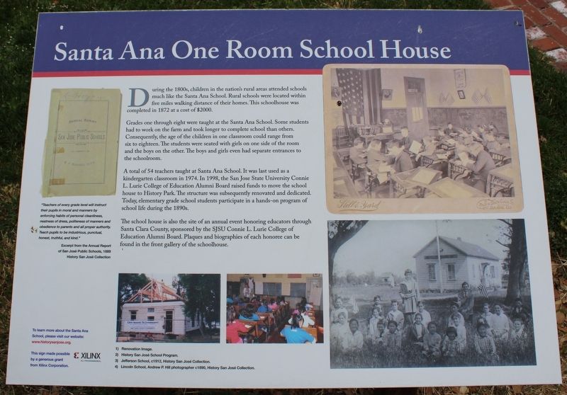 Santa Ana One Room School House Marker image. Click for full size.