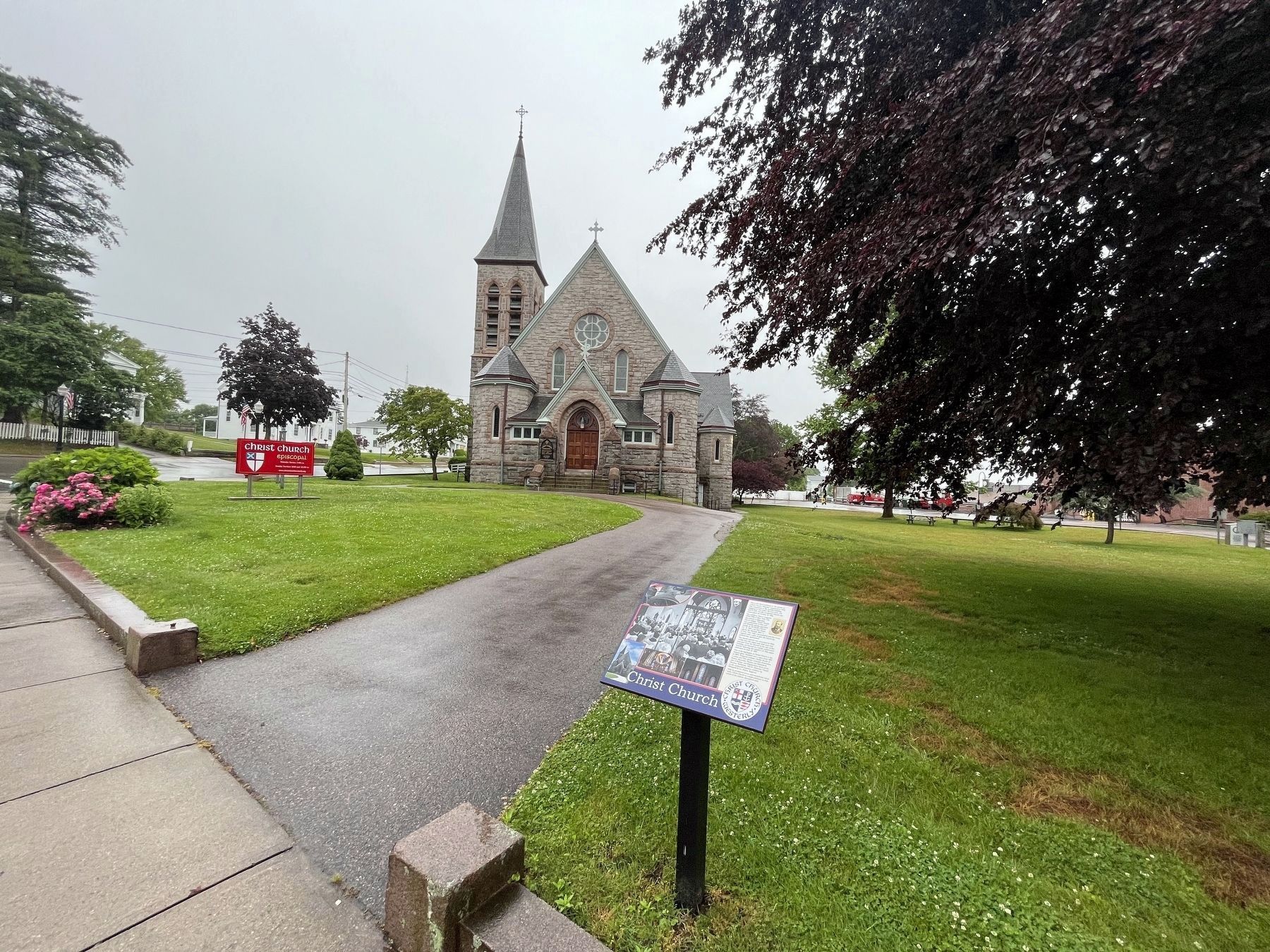 Christ Church Marker with Christ Church, Westerly visible in the background. Click for full size. Christ Church Marker with Christ Church, Westerly visible in the background image. Click for full size.