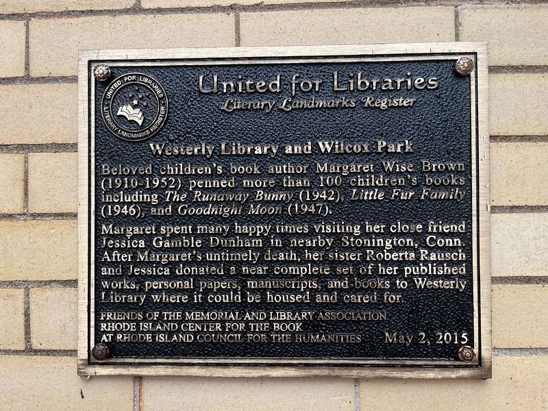 Westerly Library and Wilcox Park Marker image. Click for full size.
