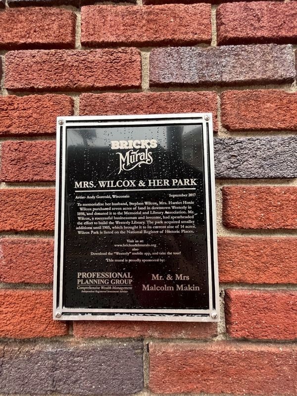 Mrs. Wilcox & Her Park Marker image. Click for full size.
