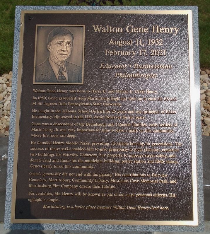 Walton Gene Henry Marker image. Click for full size.