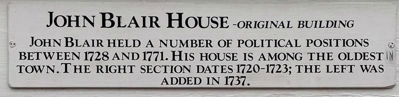 John Blair House Marker image. Click for full size.