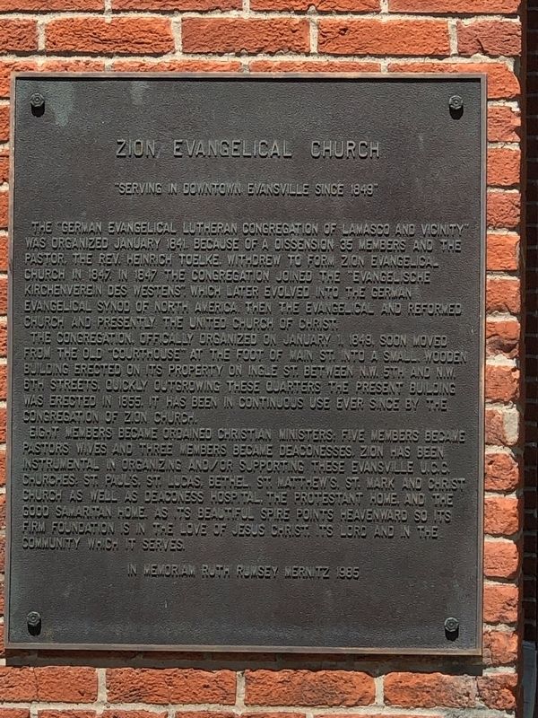 Zion Evangelical Church Marker image. Click for full size.