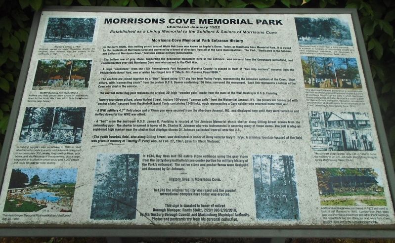 Morrisons Cove Memorial Park Marker image. Click for full size.