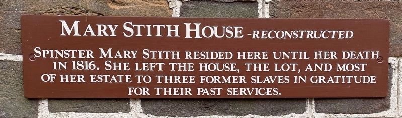 Mary Stith House Marker image. Click for full size.