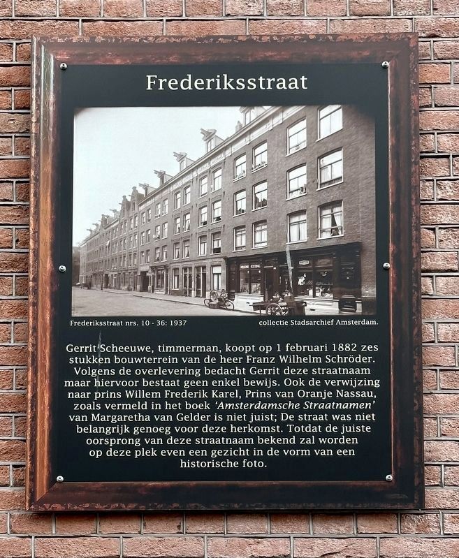 Frederikstraat / Frederik Street Marker image. Click for full size.