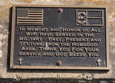 Hobgood Veterans Memorial Marker. Click for full size. Hobgood Veterans Memorial Marker image. Click for full size.