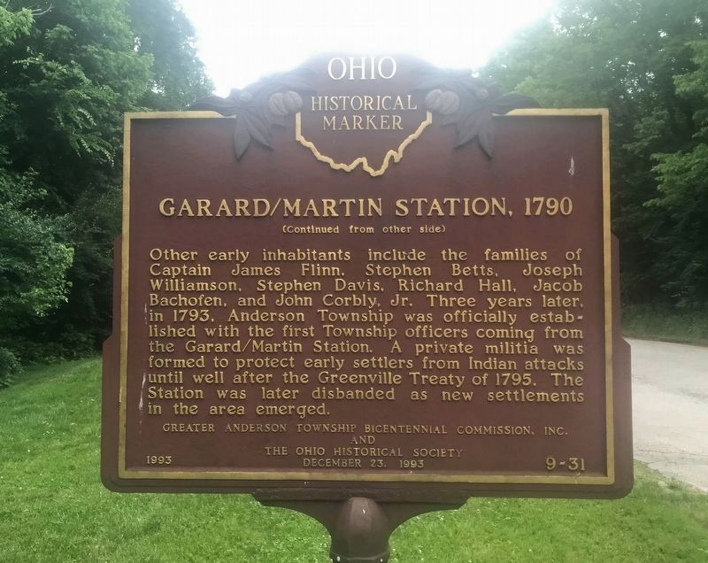 Garard / Martin Station, 1790 Marker Reverse image. Click for full size.