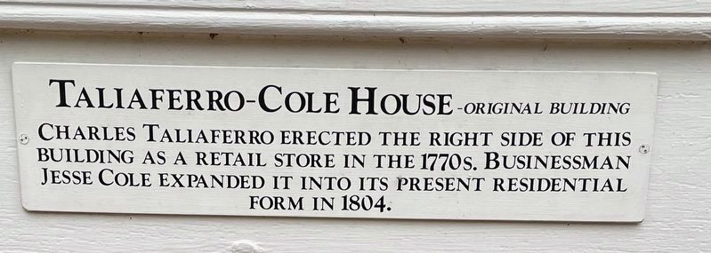 Taliaferro-Cole House Marker image. Click for full size.
