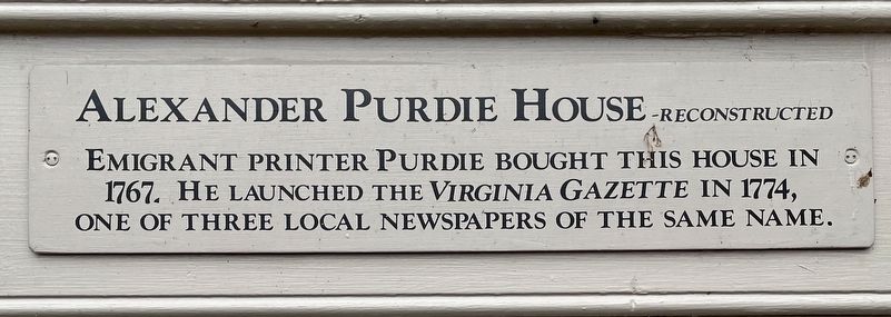 Alexander Purdie House <small> Reconstructed </small> Marker image. Click for full size.