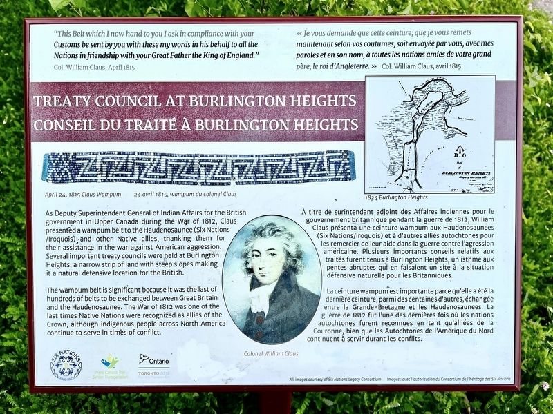 Treaty Council at Burlington Heights/ Conseil du Trait a Burlington Heights Marker image. Click for full size.