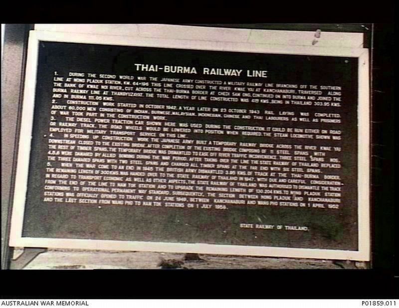 Thai-Burma Railway Line Marker. Click for full size. Thai-Burma Railway Line Marker image. Click for full size.