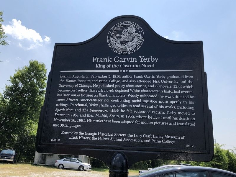 Frank Garvin Yerby Marker image. Click for full size.