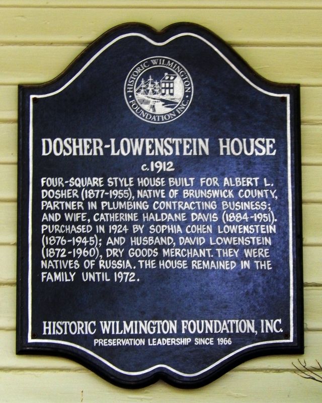 Dosher-Lowenstein House Marker image. Click for full size.