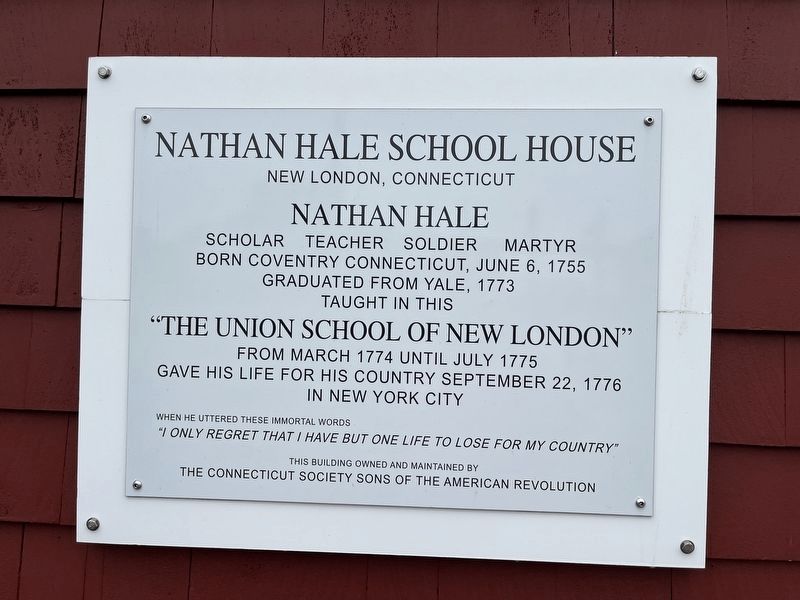 Nathan Hale Schoolhouse Marker image. Click for full size.