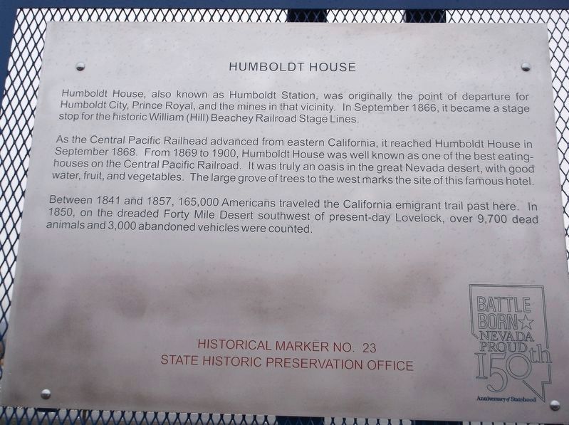 Humboldt House Marker. Click for full size. Humboldt House Marker image. Click for full size.