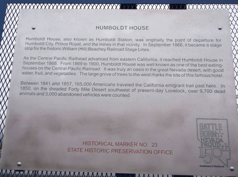 Humboldt House Marker image. Click for full size.