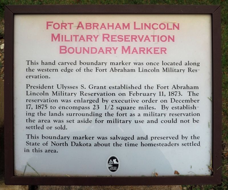 Fort Abraham Lincoln Military Reservation Boundary Marker Marker image. Click for full size.