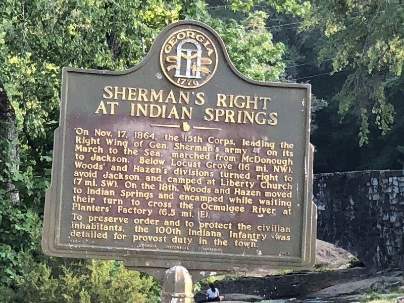 Sherman�s Right At Indian Springs Marker image. Click for full size.