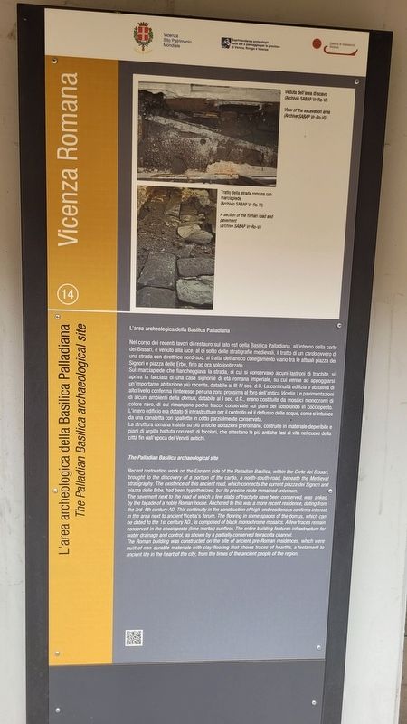 L'area archeologica della Basilica Palladiana / The Palladian Basilica archaeological site Marker. Click for full size. L'area archeologica della Basilica Palladiana / The Palladian Basilica archaeological site Marker image. Click for full size.