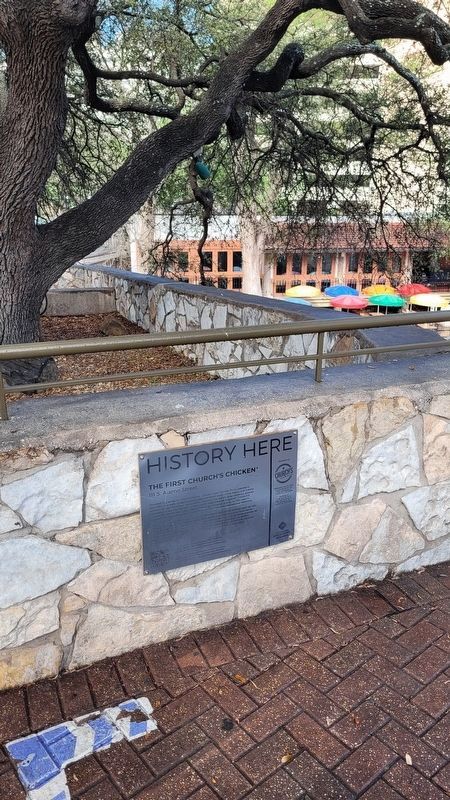 The Marker along the sidewalk near the River Walk image. Click for full size.