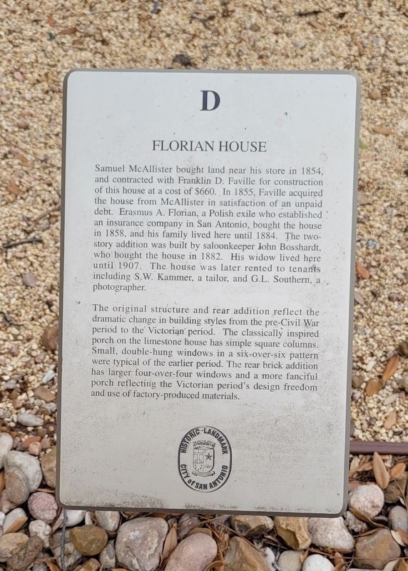 Florian House Marker. Click for full size. Florian House Marker image. Click for full size.