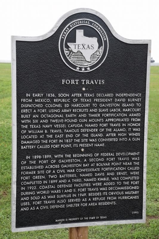 Fort Travis Marker. Click for full size. Fort Travis Marker image. Click for full size.