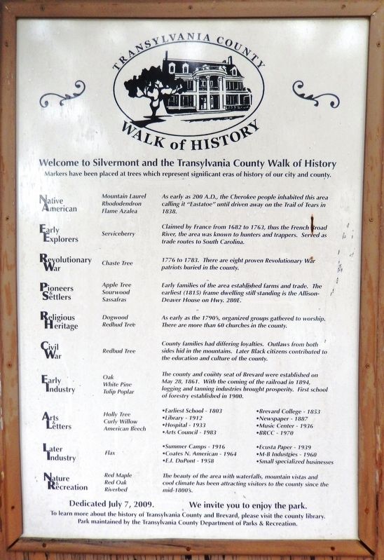Transylvania County Walk of History Marker image. Click for full size.