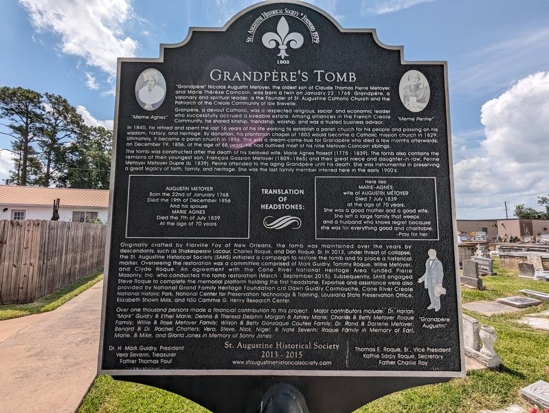 Grandpère's Tomb Marker. Click for full size. Grandpère's Tomb Marker image. Click for full size.
