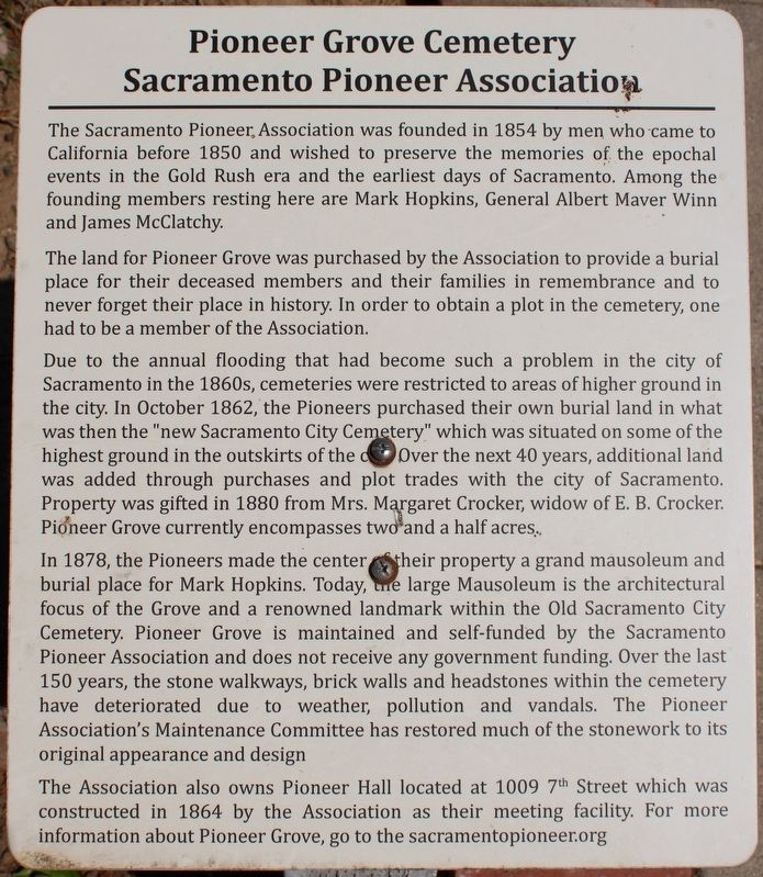 Pioneer Grove Cemetery Marker. Click for full size. Pioneer Grove Cemetery Marker image. Click for full size.