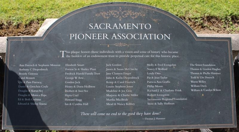 Sacramento Pioneer Association Marker image. Click for full size.