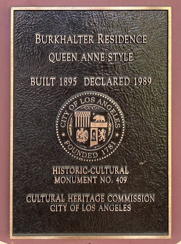 Burkhalter Residence Marker. Click for full size. Burkhalter Residence Marker image. Click for full size.