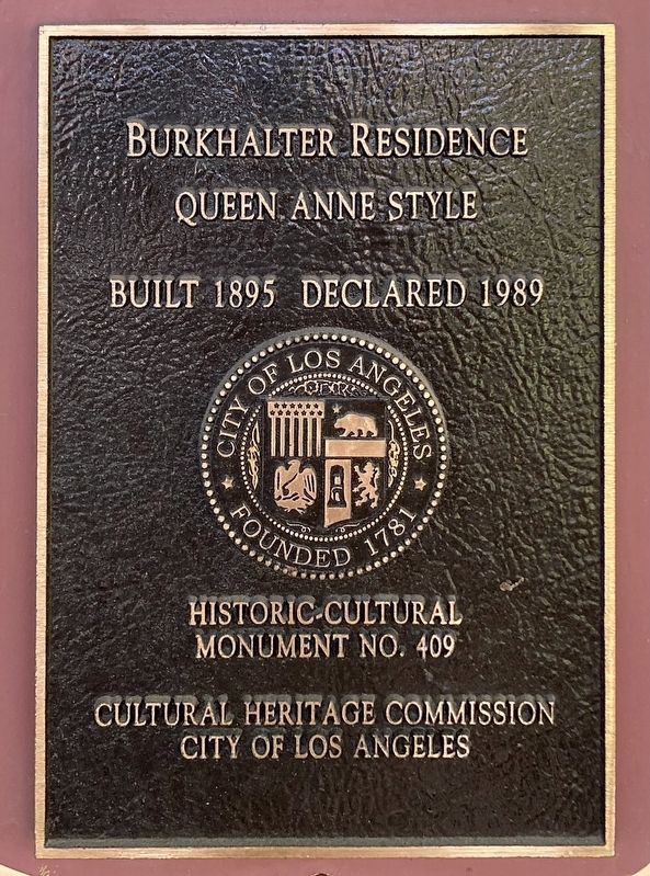 Burkhalter Residence Marker image. Click for full size.