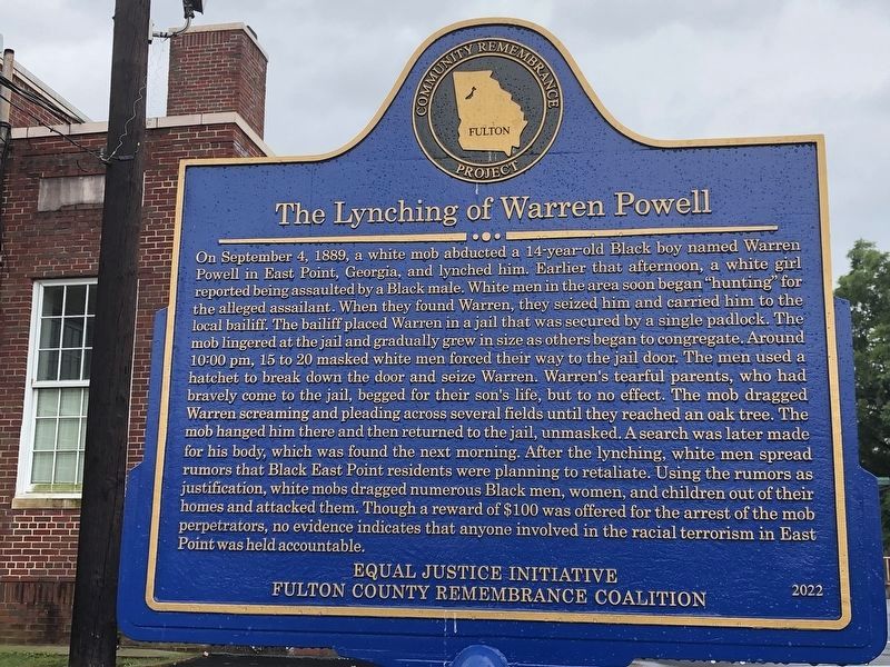 The Lynching of Warren Powell Marker Side image. Click for full size.