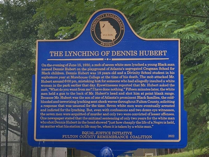 The Lynching of Dennis Hubert side of marker image. Click for full size.