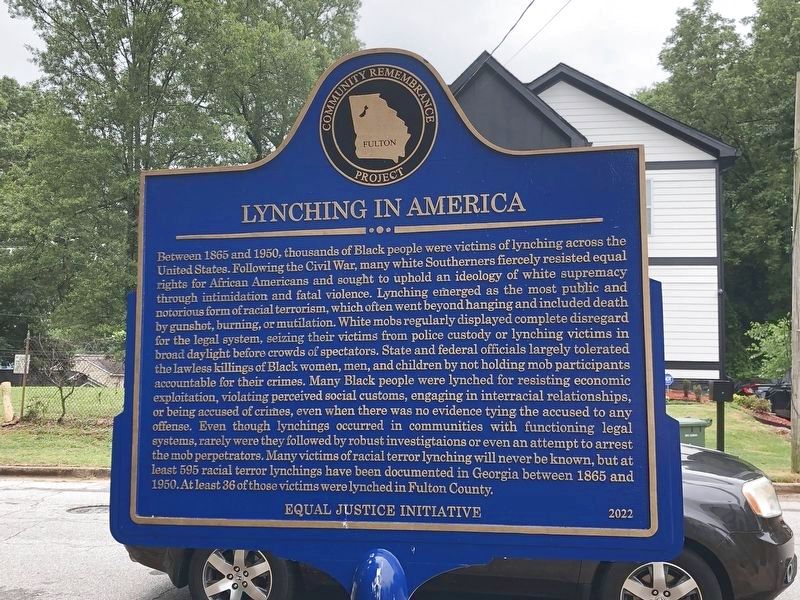 Lynching in America side of marker image. Click for full size.