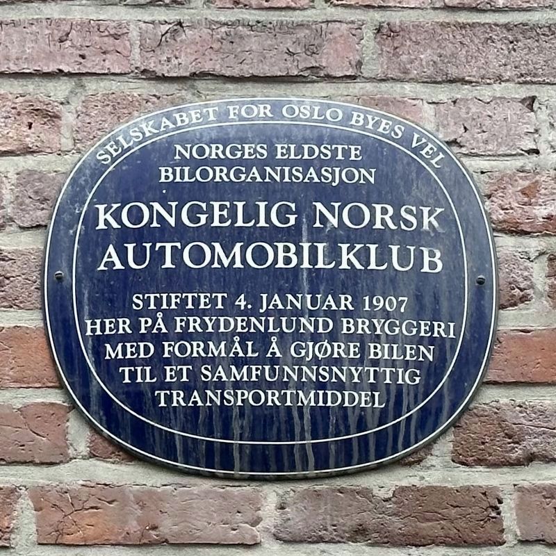 Kongelig Norsk Automobilklub / Royal Norwegian Automobile Club Marker. Click for full size. Kongelig Norsk Automobilklub / Royal Norwegian Automobile Club Marker image. Click for full size.