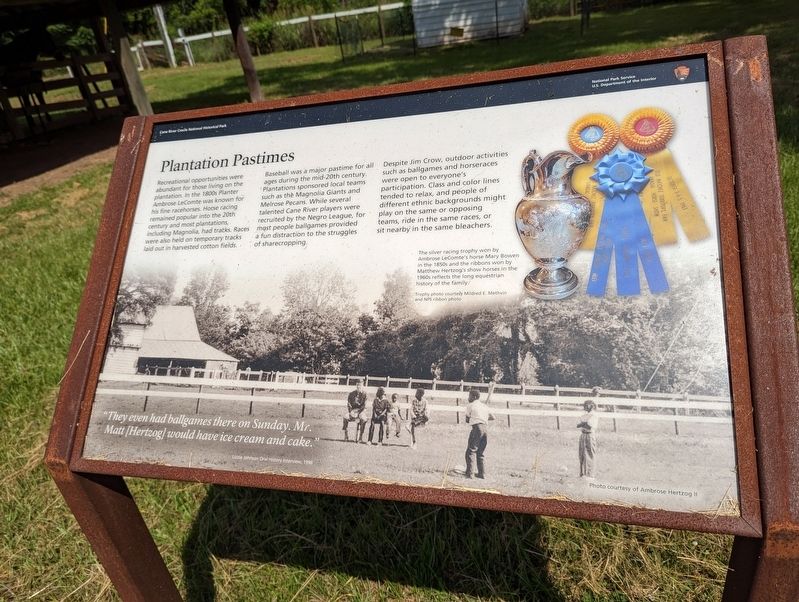 Plantation Pastimes Marker. Click for full size. Plantation Pastimes Marker image. Click for full size.