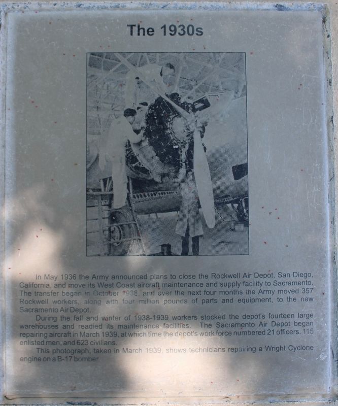 McClellan Air Force Base Marker - Panel 1b - The 1930's image. Click for full size.