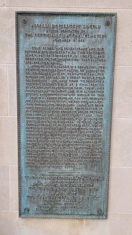 Address by President Lincoln Marker image. Click for full size.