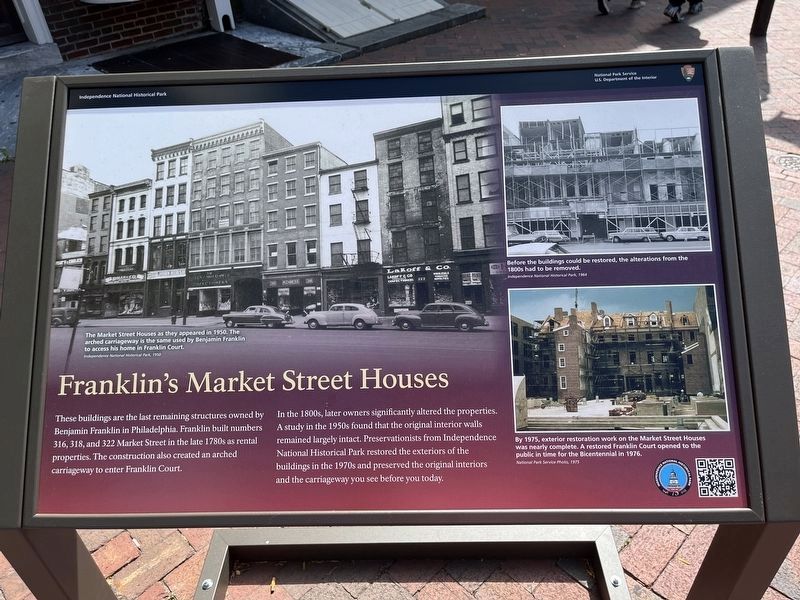 Franklin's Market Street Houses Marker. Click for full size. Franklin's Market Street Houses Marker image. Click for full size.