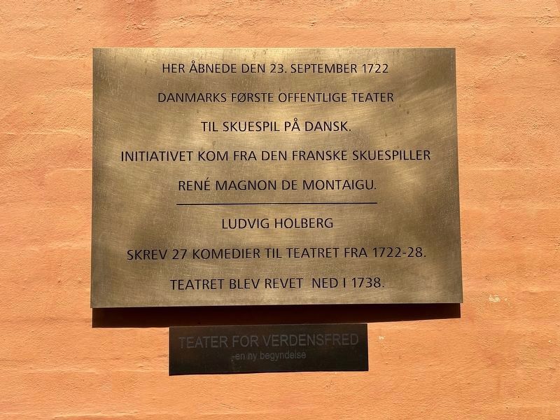 Danmarks F�rste Offentlige Teatre / Denmark�s First Public Theater Marker image. Click for full size.