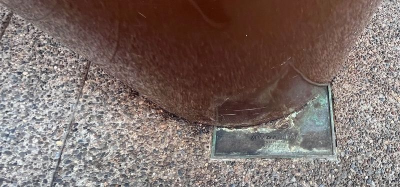 Abraham Clark plaque, partially obscured by a planter image. Click for full size.